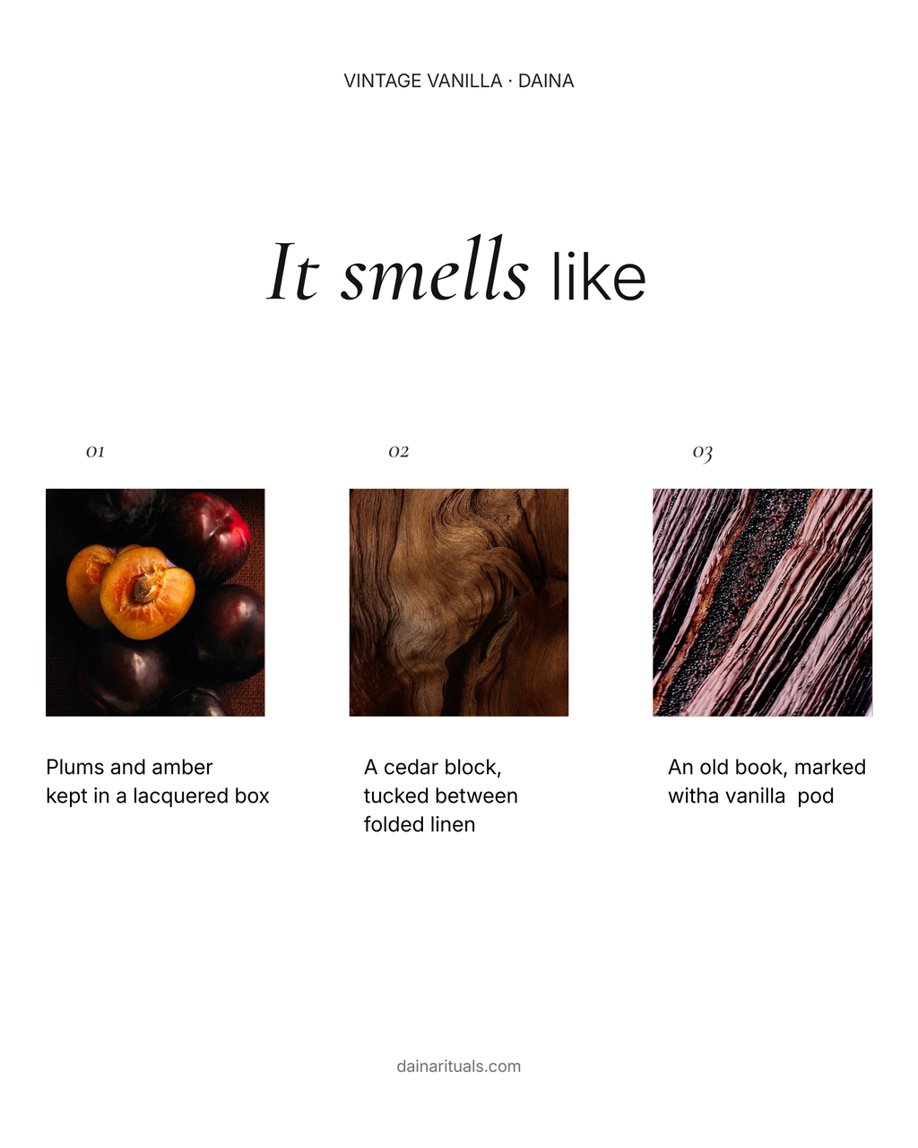 DAINA Vintage Vanilla scent notes moodboard