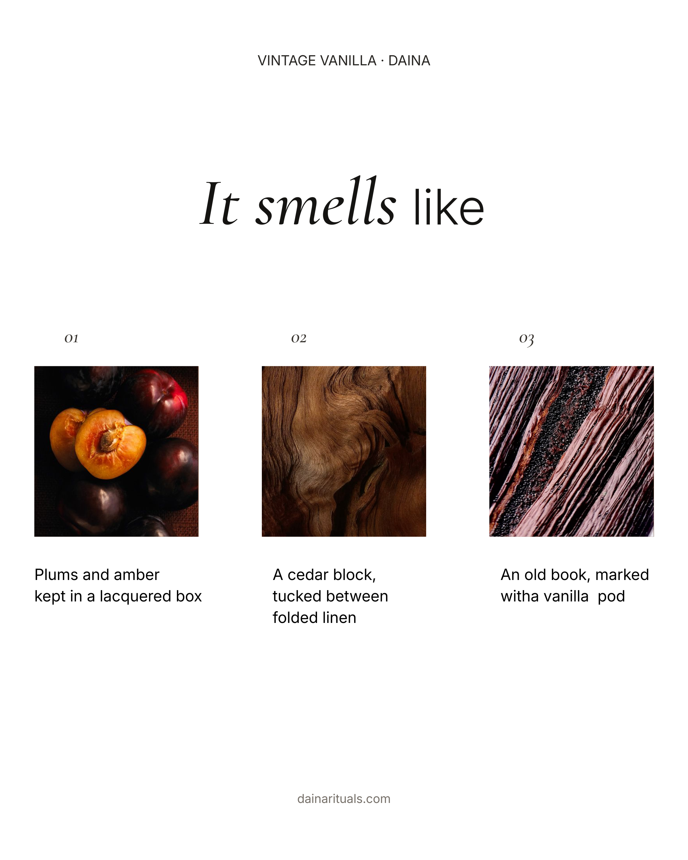 DAINA Vintage Vanilla scent notes moodboard